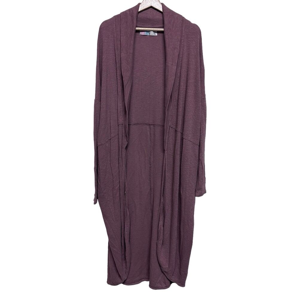 FP beach Bicoastal Long Open Cardigan Sweater In Mauve Size M Logenlook